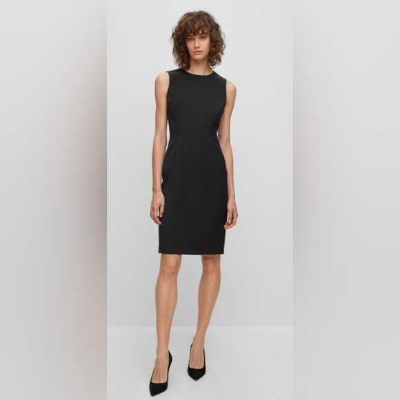 Hugo Boss Dresses Hugo Boss Sleeveless Shift Dress Black In Wool With Natural Stretch Size 6